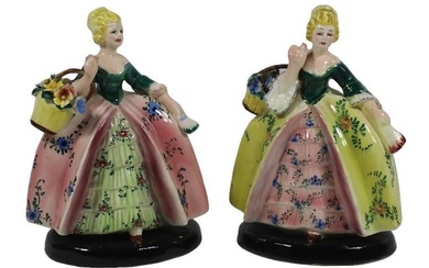 A Pair of Italian Porcelain Ladies with Flowers