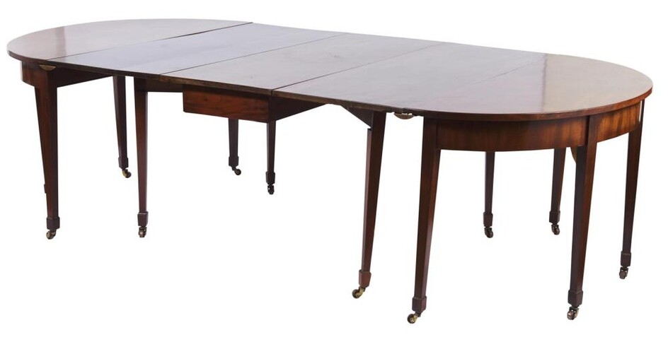 A REGENCY MAHOGANY 'D' END EXTENSION DINING TABLE (A/F)