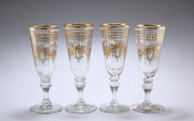 A SET OF FOUR BOHEMIAN GILDED WINE GLASSES, CIRCA 1785