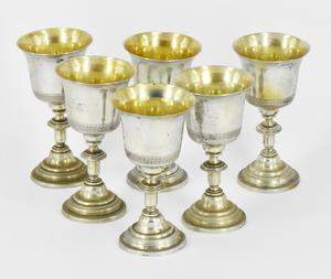 A SET OF SIX SILVER GOBLETS