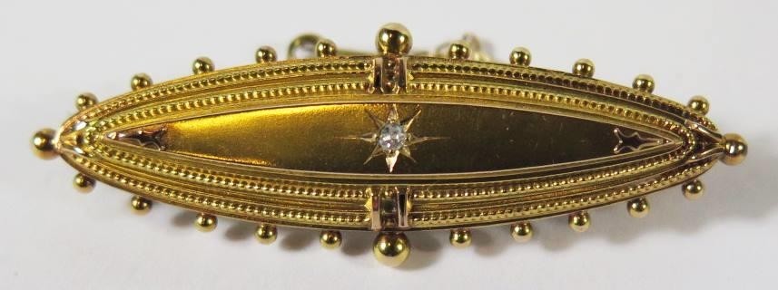A Victorian 15ct Gold and Diamond Locket Back Brooch, Cheste...