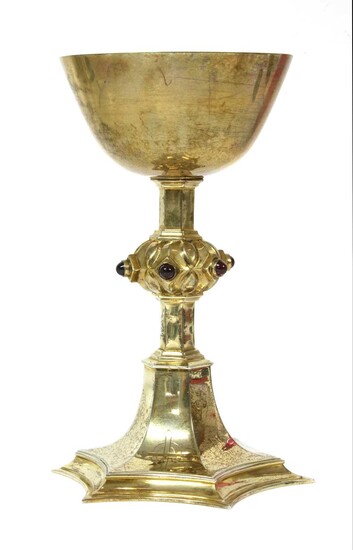A Victorian gem-set silver-gilt chalice