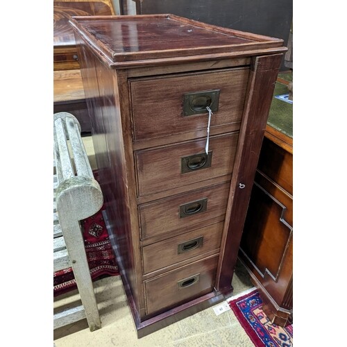 A Victorian style mahogany and pine five drawer filing chest...
