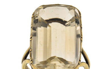 A citrine ring, the step-cut rectangular citrine in 19th century...