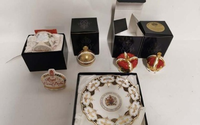 A collection of Royal Crown Derby bone china porcelain pieces...