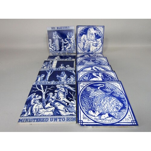 A collection of six late 19th century Minton blue and white ...
