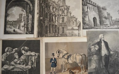 A large selection of antique engravings, comprising four Rossini...