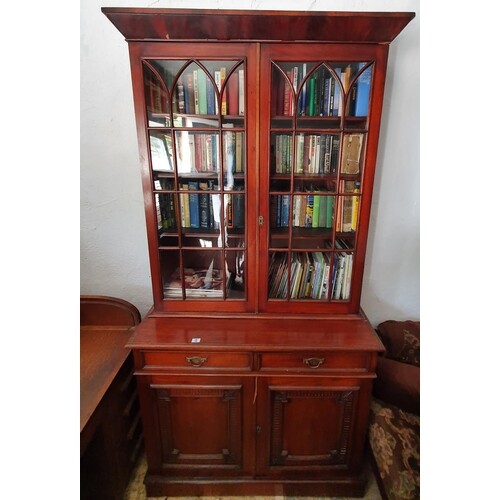 A late 19th Century Mahogany two door Bookcase with glazed u...