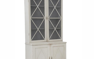 SOLD. A painted Gustavian style display cabinet. Sweden, 19th/20th century. H. 230 cm. W. 105 cm. D. 44 cm. – Bruun Rasmussen Auctioneers of Fine Art