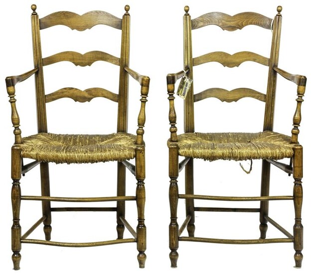 A pair of French Provincial ladder back side chairs