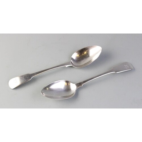 A pair of George III silver fiddle pattern spoons, William B...