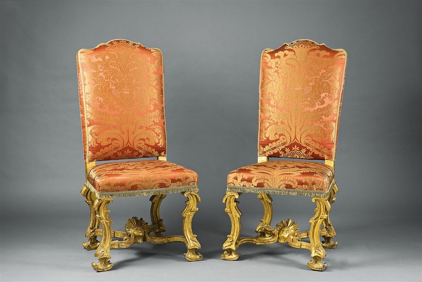 A pair of Roman carved walnut chairs