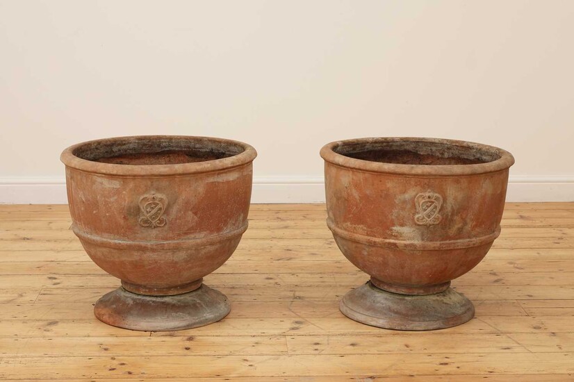 A pair of terracotta planters
