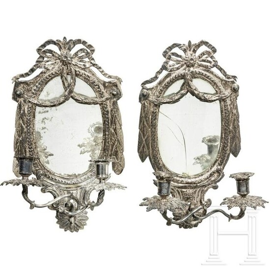 A pair of wall scones with mirrors, Flemish or French