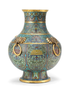 A rare cloisonné-enamel archaistic enamel vase, hu