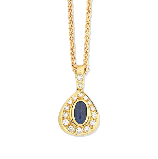 A sapphire and diamond pendant necklace