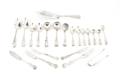 A service of early Victorian silver King's pattern flatware, comprising...
