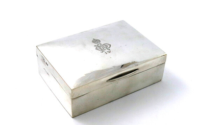 A silver regimental cigarette box