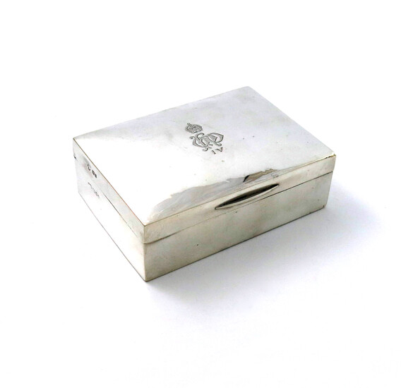 A silver regimental cigarette box