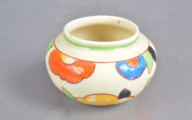 A small Royal Doulton Art Deco posy pot in the style of Clarice Cliff