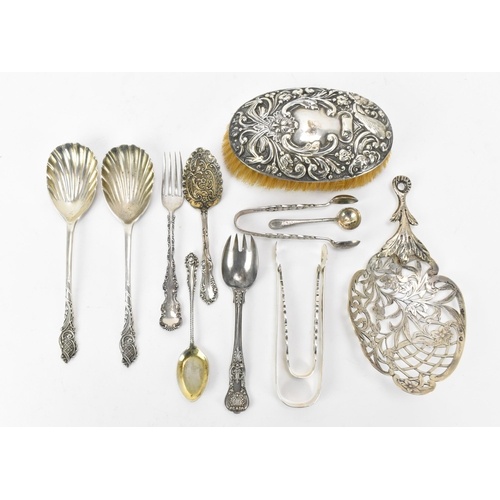 A small collection of miscellaneous 19th century silver, com...
