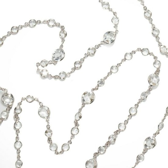 A white sapphire and eighteen karat white gold necklace