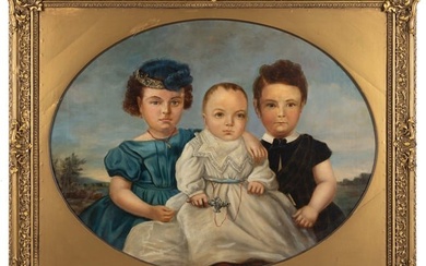 AMERICAN / BRITISH SCHOOL (19TH CENTURY) TRIPLE PORTRAIT OF CHILDREN