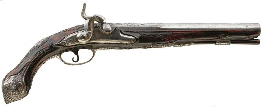 AN 18TH CENTURY CONTINENTAL PERCUSSION HOLSTER PISTOL
