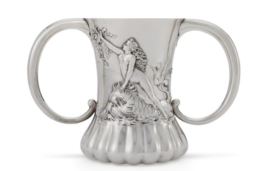 AN AMERICAN SILVER TWO-HANDLED CUP
