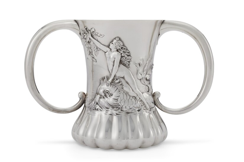 AN AMERICAN SILVER TWO-HANDLED CUP
