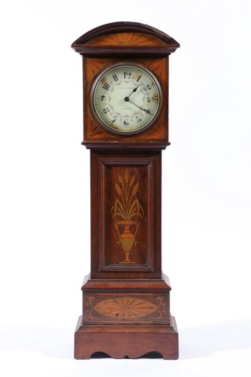Aird & Thompson Glascow Miniature Grandfather Clock with Key (H:46cm), marked S F to Back of Movement