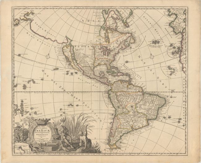 Allard's Elaborate Map of the Western Hemisphere, "Recentissima Novi Orbis, sive Americae Septentrionalis et Meridionalis Tabula", Allard/Covens & Mortier