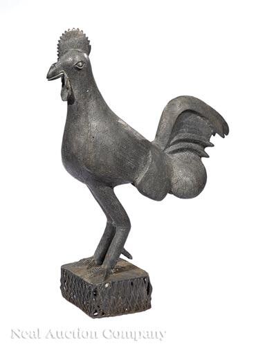 American Patinated Bronze Figure of a Rooster
