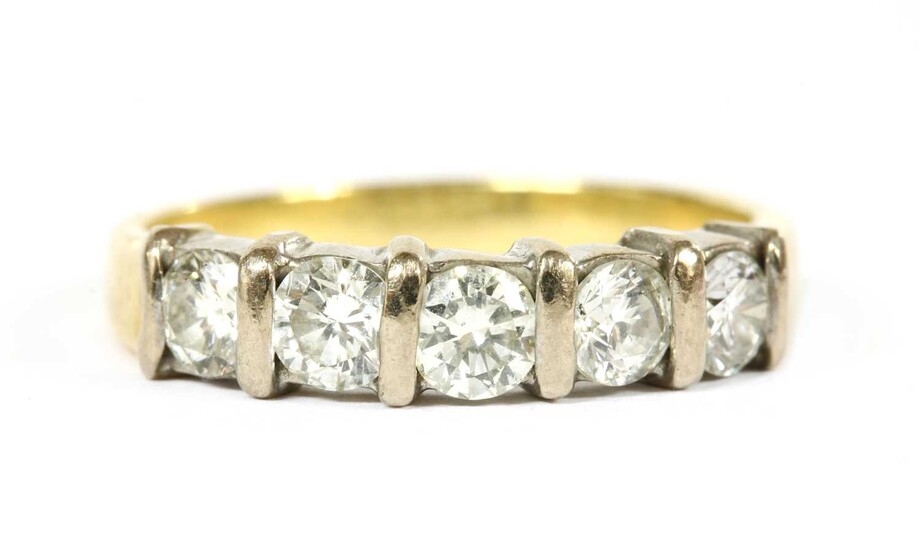 An 18ct gold five stone diamond ring