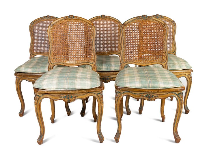An Assembled Set of Ten French Provincial Painted Dining Chairs