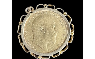 An Edward VII full gold sovereign, 1903 Free mounted frame f...
