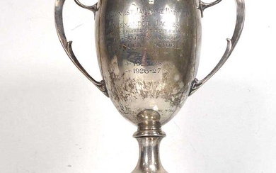 An early 20th century silver two handled trophy vase with...