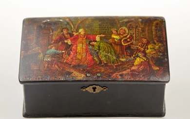 Antique Russian box Game of blind mans buff