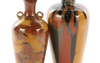 Art Pottery Amber Glazed Ceramic Vases