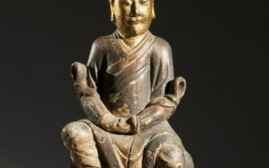Arte Cinese A wood lacquered tao seated figure China