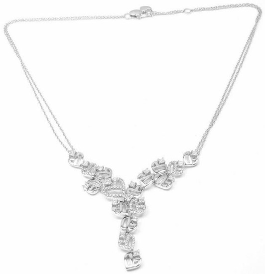 Authentic Damiani 18k White Gold Diamond Drop Necklace