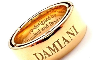 Authentic Damiani Brad Pitt 18k Yellow Gold 10 Diamond Wide Band Ring Sz 5.5