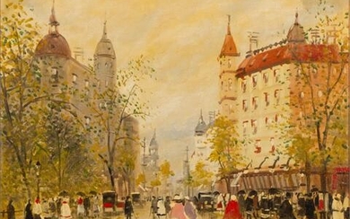 BERKES, ANTAL (1874-1938) "Belebte Straßenszene"