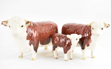 BESWICK; a Hereford family group, comprising Bull 1363A, Cow 1360...