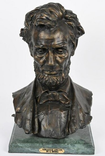 BRONZE ABRAHAM LINCOLN BUST, GEORGE BISSELL