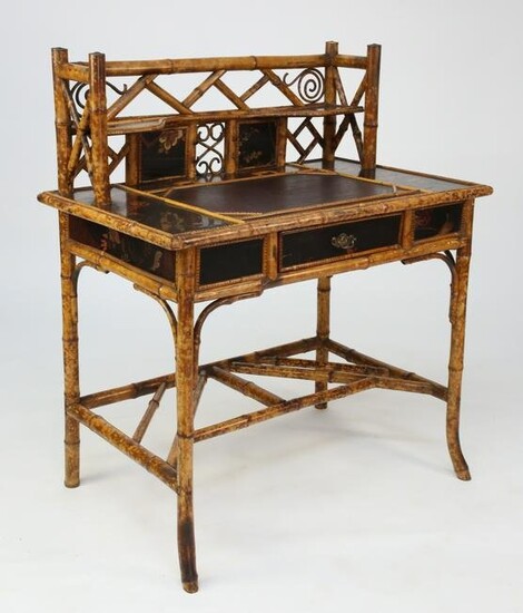 Bamboo and Decorated Lacquer Lady's Desk, 19th Century