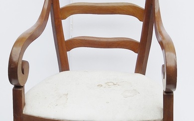 Biedermeier armchair, probably elm, 1st half 19th century, unrestored