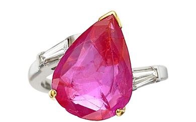 Burma Pink Sapphire, Diamond, Platinum, Rose Gold Ring Stones:...