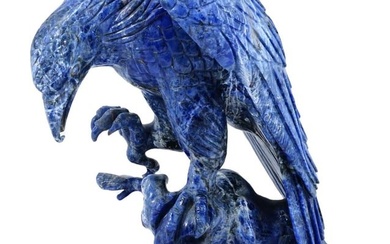 CHINESE HAND CARVED LAPIS LAZULI EAGLE SCULPTURE