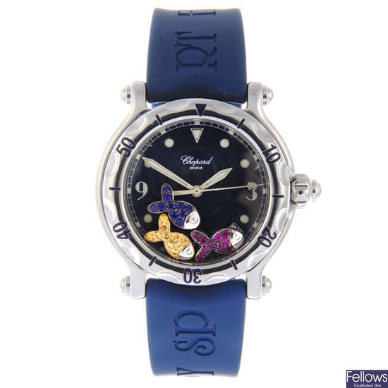 CHOPARD - a lady's stainless steel Happy Sport wrist watch.